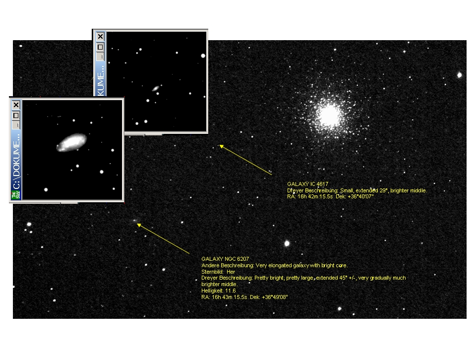 M13 with 2 small galaxie's